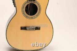 00042 Electric Acoustic Guitar Spruce Top Bone Nut&saddles Abalone Inlay With EQ