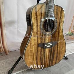 12 String D-45 Full Koa Solid Top Acoustic Electric Guitar Abalone Shell Inlay