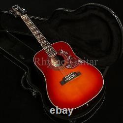 12 Strings Acoustic Electric Guitar Red Hummingbird Solid Spruce Top No Hardcase