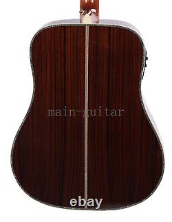 1 Electric Acoustic Guitar Solid Spruce Top Rosewood Back&Side Real Abalone