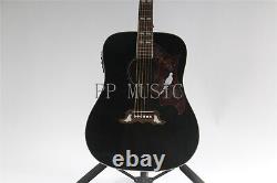20 Fret Black Acoustic Electric Guitar 6 String Bone Nut&Saddles Hollow Body