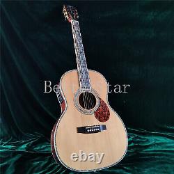 20 Fret Electric Acoustic Guitar Natural Soild Spruce Top Abalone Inlay 6 String