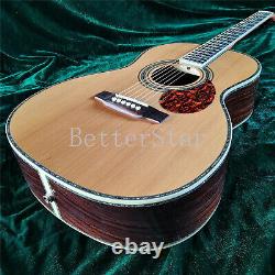 20 Fret Electric Acoustic Guitar Natural Soild Spruce Top Abalone Inlay 6 String