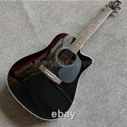 41 Inches Starshine Acoustic Electric Guitar Spruce Top Rosewood Fretboard Black