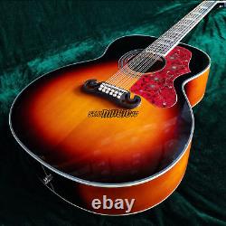 43 inch SJ200 12 Strings Sunburst Solid Spruce Acoustic Electric Guitar Handmade