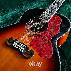 43 inch SJ200 12 Strings Sunburst Solid Spruce Acoustic Electric Guitar Handmade