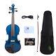 5 String Electric Violin Acoustic 4/4 Size Solid Maple Spruce Hand Made Blue