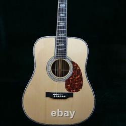 6 String Acoustic Electric Guitar EQ Solid Spruce Bone Nut&Saddles Abalone Inlay