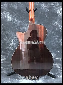 6 String Electric Acoustic Guitar Black Fretboard Bone Saddles Solid Spruce Top