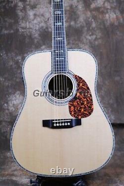 6 String Hollow Body Nature Electric Acoustic Guitar Black Fretboard Solid Top