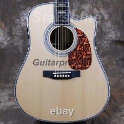 6 String Nature Hollow Body Electric Acoustic Guitar Solid Top Black Fretboard