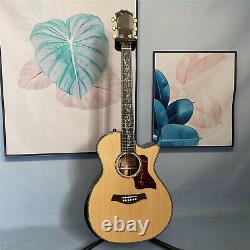 6 String Solid Spruce Top Acoustic Electric Guitar Black Fretboard in Stock