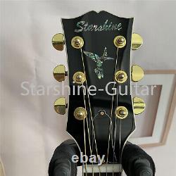 Acoustic Electric Guitar 6 String Abalone Inlay Rosewood Fretboard Gold Hardware