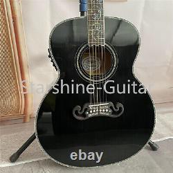 Acoustic Electric Guitar 6 String Abalone Inlay Rosewood Fretboard Gold Hardware