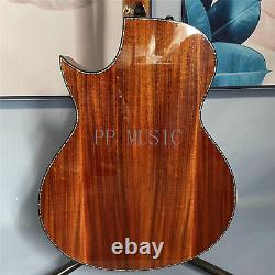 Acoustic Electric Guitar Abalone Inlay All Koa Hollow Body Gold part 6 String
