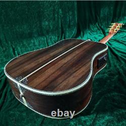 Acoustic Electric Guitar Hollow with EQ Abalone Inlay Solid Spruce Top Guitar