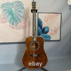 All Koa Top Acoustic Electric Guitar Gold Hardware 6 String Abalone Inlay