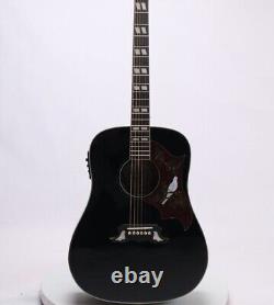 Black Acoustic Electric Guitar Bone Nut&Saddles Dove Pickguard With EQ Free Ship