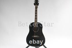 Black Acoustic Electric Guitar Hollow Body 6 String Rosewood Fretboard Fast Ship