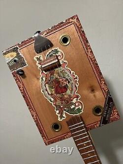 CIGAR BOX GUITAR. ACOUSTIC/ELECTRIC. 4 STRINGS. Perfect My Father Cigar Box