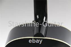 Custom Black Acoustic Electric Guitar Rosewood Fretboard Hollow Body 6 String