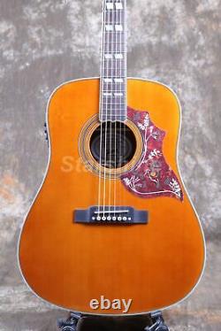 Custom Hollow Yellow Electric Acoustic Guitar 6 String Rosewood Fretboard