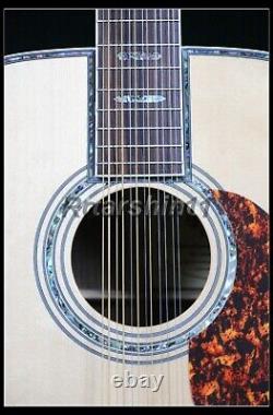 Custom Nature Hollow Body Electric Acoustic Guitar 12 String Black Fretboard