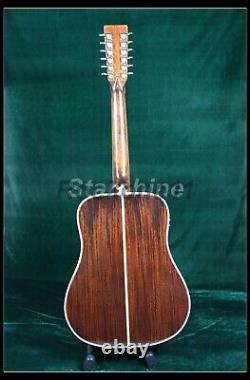 Custom Nature Hollow Body Electric Acoustic Guitar 12 String Black Fretboard