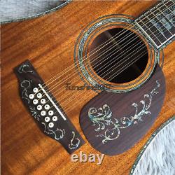 Custom Shop 12String Full KOA Acoustic Electric Guitar Chrome Hardware Free Ship