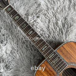 Custom-made Full Koa Zuwei D45 12 String Electric Acoustic Guitar Abalone Inlay