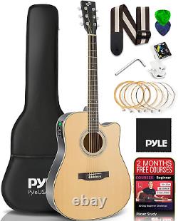 Cutaway Acoustic Electric Guitar Kit, 4/4 Scale Spruce Wood Steel String Instrum