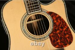 Cutway Acoustic D45 Electric Guitar with EQ Solid Spruce Top Free Shipping