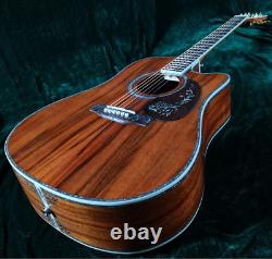 Cutway Hollow 45S Acoustic Electric Guitar KOA Top&Back Side with EQ Free Ship