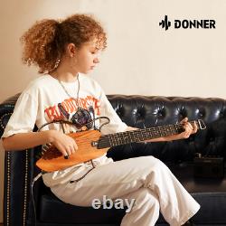 Donner HUSH-I Acoustic Electric Guitar Headless Compact Pratice Perform Travel