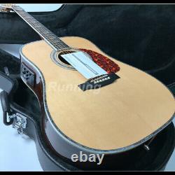 Electric Acoustic Guitar Solid Spruce Saddles Abalone Inlay Rosewood Back