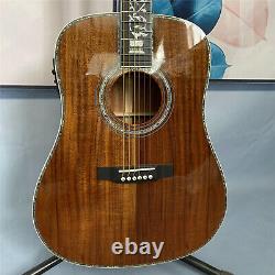 Factory Brown Acoustic Electric Guitar All Koa Top Hollow Body 6 String in Stock
