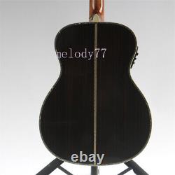 Factory OM42 Acoustic Electric Guitar Solid Top Abalone Shell Fretboard Inlay
