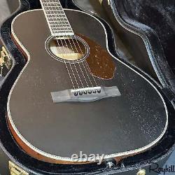Fender PM-2E Parlor MAH Black Top Acoustic Electric Guitar with Case