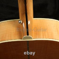 Flame Maple Back&Side Acoustic Electric Guitar Gloss Neck Jumbo Body with EQ