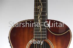 Full KOA Cutaway Acoustic Electric Guitar Gold Hardware 6 String Special Inlay