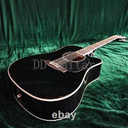 Gloss Black Acoustic Electric Guitar with EQ Mahogany Neck Rosewood Fretboard