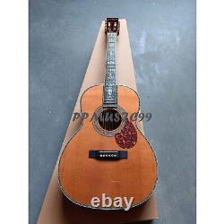 Handmade 00045 Acoustic Electric Guitar Solid Red Spruce Top Abalone Inlay With EQ