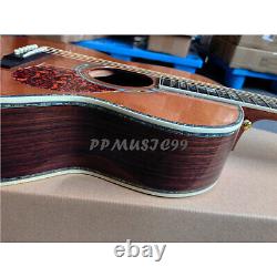 Handmade 00045 Acoustic Electric Guitar Solid Red Spruce Top Abalone Inlay With EQ