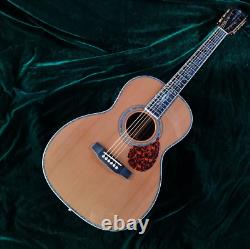 Handmade 00045 Acoustic Electric Guitarwith EQ Solid Spruce Top Abalone Inlay