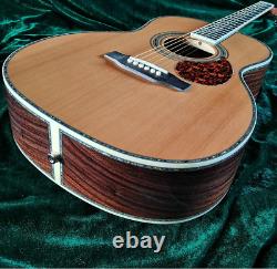 Handmade 00045 Acoustic Electric Guitarwith EQ Solid Spruce Top Abalone Inlay