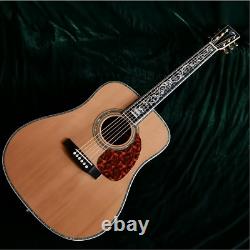 Handmade Acoustic Electric Guitar Red Spruce Solid Top Ebony Fretboard with EQ