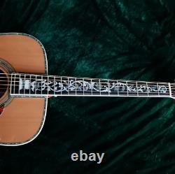 Handmade Acoustic Electric Guitar Red Spruce Solid Top Ebony Fretboard with EQ