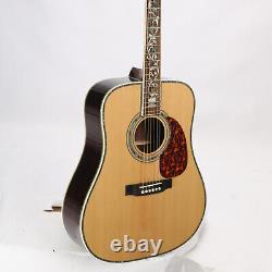 Handmade Acoustic Electric Guitar Solid Spruce Real Abalone Inlays Gold Hardware