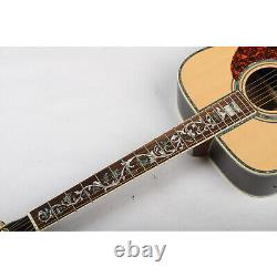 Handmade Acoustic Electric Guitar Solid Spruce Real Abalone Inlays Gold Hardware