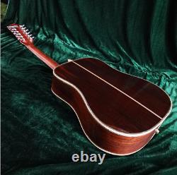 Handmade D45 acoustic electric guitar 12-strings solid Spruce top with electroni